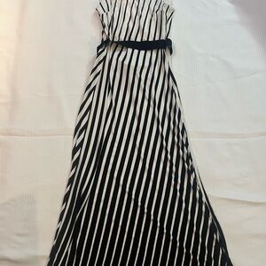 Elegant Black and White Striped Dress